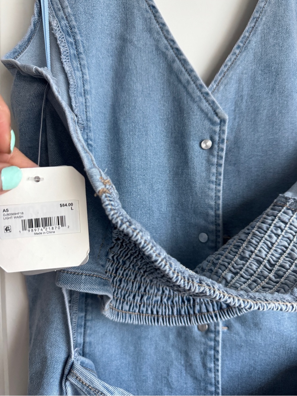 Altar'd State Light Blue Denim Halter Romper - Picture 2 of 4